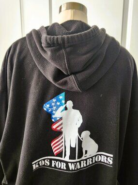 K9s For Warriors Hoodie Size 3XL Black Full Zip